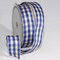 The Ribbon People Ivory and Blue Gingham Wired Woven Edge Craft Ribbon 1" x 54 Yards